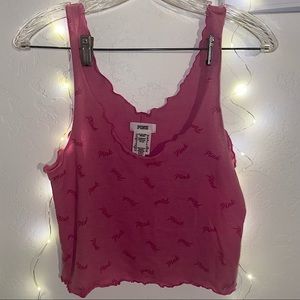 PINK Victoria’s Secret Hot Pink Lettuce Hem Tank